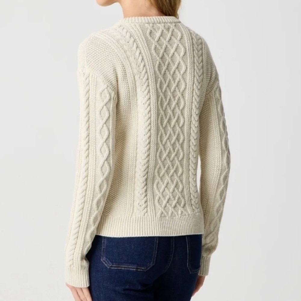 J. CREW Cotton Cable Knit Crewneck Fisherman Sweater BM302 - Picture 3 of 12